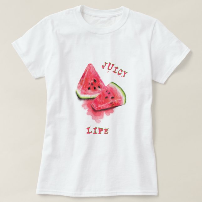 Funny T-Shirt with Sweet Juicy Watermelons (Design Front)