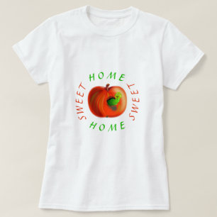 Funny T-shirt with Worm In Apple - Home Sweet Home