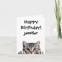 Funny Tabby Cat Birthday Folded Greeting Card
