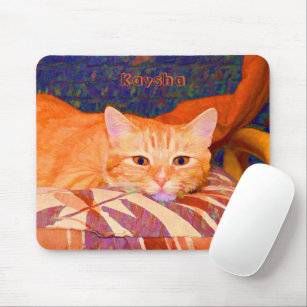 Funny Tabby Cat Bright Orange Cute Mouse Mat
