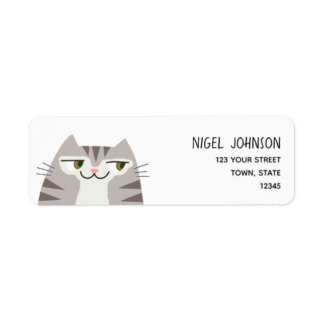 Funny Tabby Cat Return Address (Front)