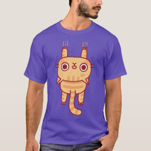 Funny Tabby Cat Using Claws To Hang On T-Shirt