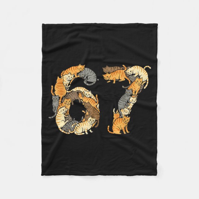 Funny Tabby Cats 6 7 Meme Six Seven Love Alley Cat Fleece Blanket (Front)