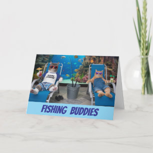 Funny Tabby Fishing Buddies Card