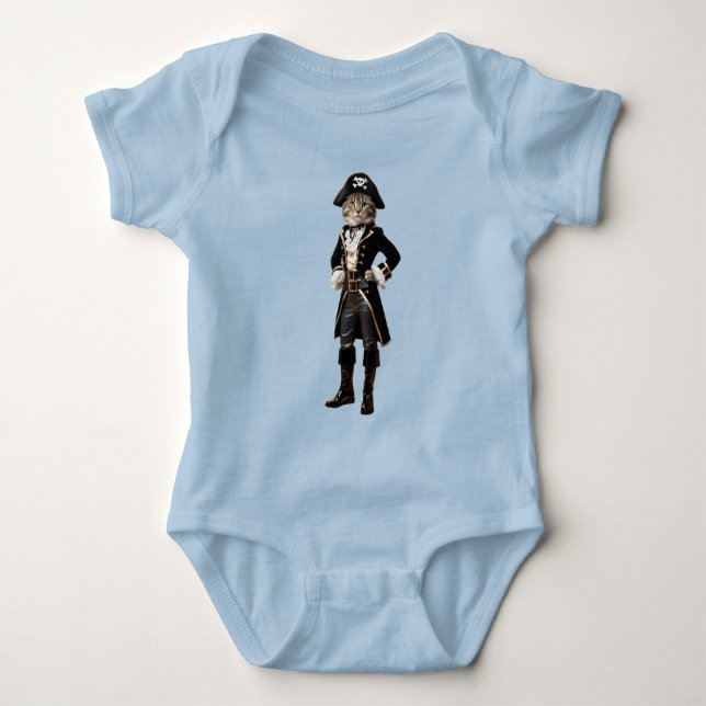 Funny Tabby Pirate Baby Bodysuit (Front)