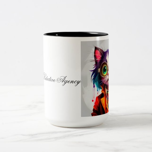Funny Tabbykin Detective Agency Two-Tone Coffee Mug (Center)