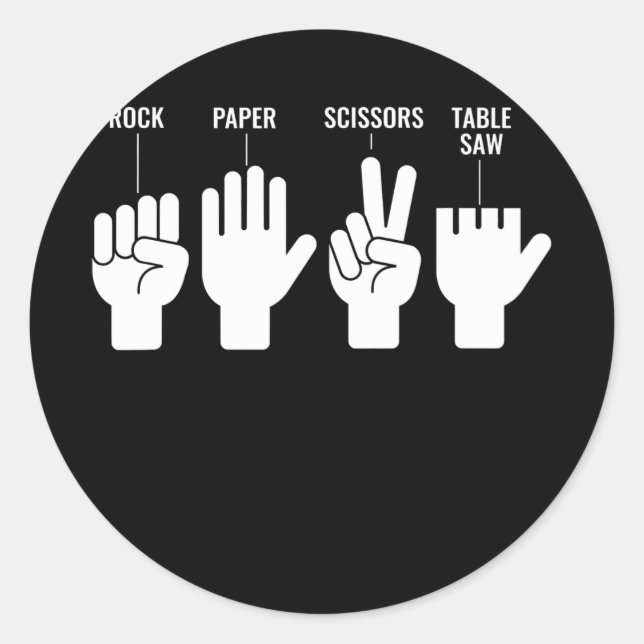 Funny Table Saw Woodworker Joke Top No Finger Dad Classic Round Sticker (Front)