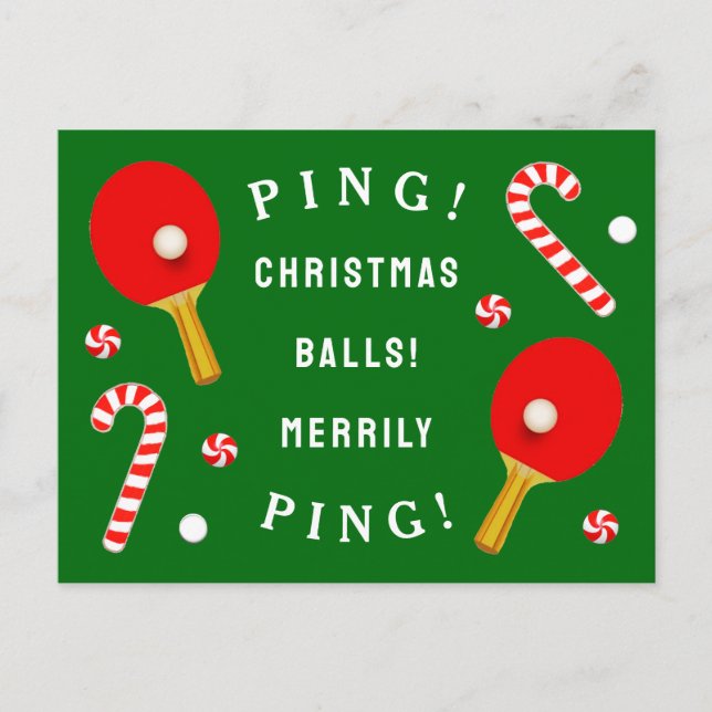 Funny Table Tennis Christmas Holiday Postcard (Front)