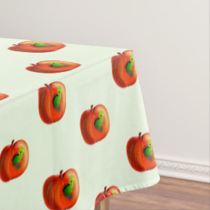 Funny Tablecloth with Happy Apple Worm