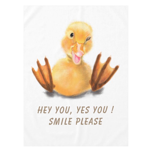Funny Tablecloth with Happy Yellow Duck - Smile (Front)