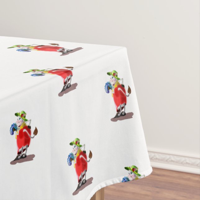 Funny Tablecloth with Modern Cow (In Situ)