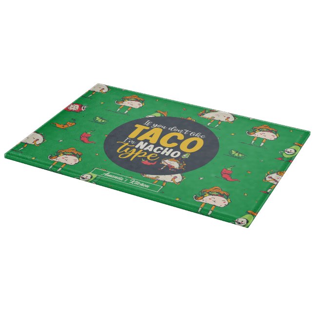 Funny Taco and Nachos Pun Cinco De Mayo Pattern Cutting Board (Corner)
