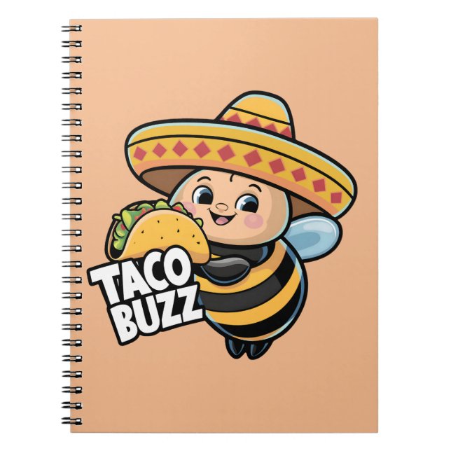 Funny Taco Buzz Bumble Bee Notebook (Front)