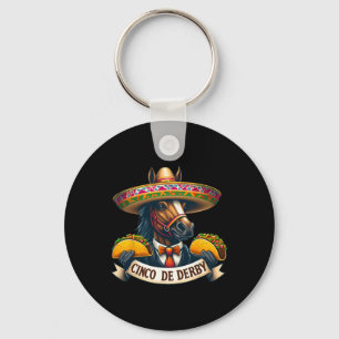 Funny Taco Horse Racing Vintage Cinco De Der Key Ring