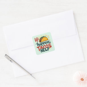 Funny Taco Lover Fiesta Foodie Humor Art Blue Square Sticker