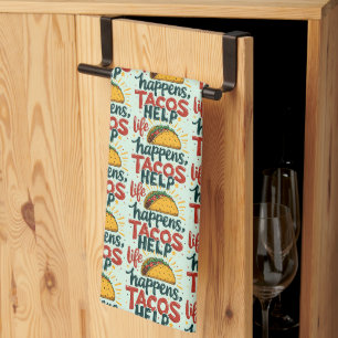 Funny Taco Lover Fiesta Foodie Humour Art Blue Tea Towel