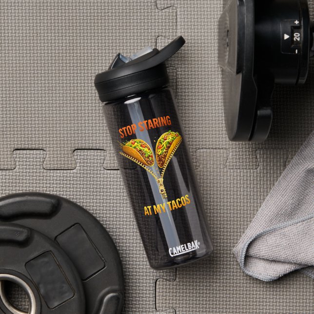 Funny Taco Lover Stop Staring Water Bottle (Gym (Rotated))
