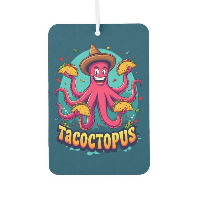 Funny Taco Octopus Cartoon Food Pun Car Air Freshener (Front)