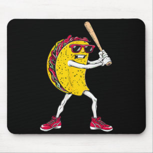 Funny taco playing baseball mexican cinco de mayo mouse mat