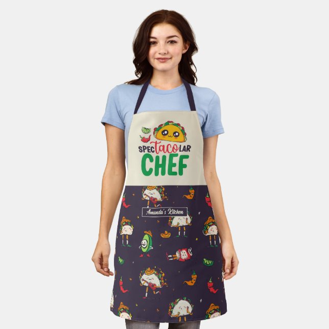 Funny Taco Pun Spectacolar Chef Mexican Food Lover Apron (Worn)