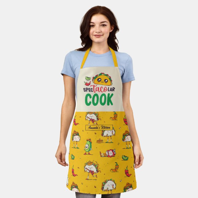 Funny Taco Pun Spectacolar Cook Mexican Food Lover Apron (Worn)