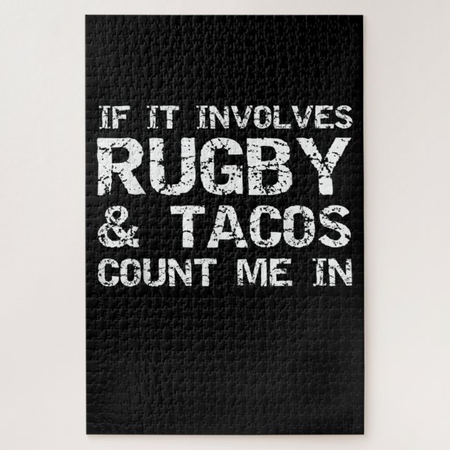 Funny Taco Quote If It Involves Rugby & Tacos Jigsaw Puzzle (Vertical)