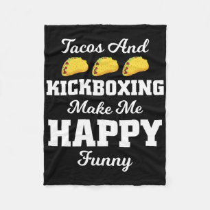 Funny Taco Shirt Tacos And Kickboxing Sports Tees  Fleece Blanket