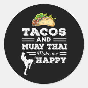 Funny Tacos And Muay Thai Lover Gift Martial Arts Classic Round Sticker