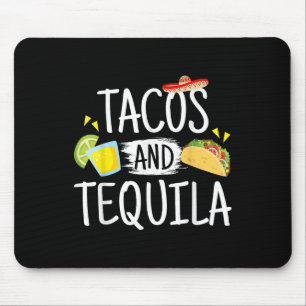 Funny Tacos And Tequila Mexican Sombrero Tee Gift Mouse Mat