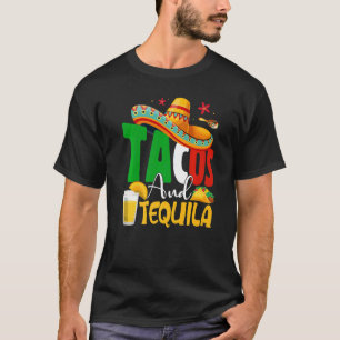 Funny Tacos & Tequila Margarita Sombrero Cinco De T-Shirt