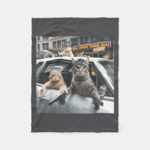 Funny Tactical Cat Meme Military Style  Fleece Blanket