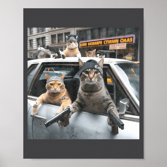 Funny Tactical Cat Meme Military Style  Poster (Front)