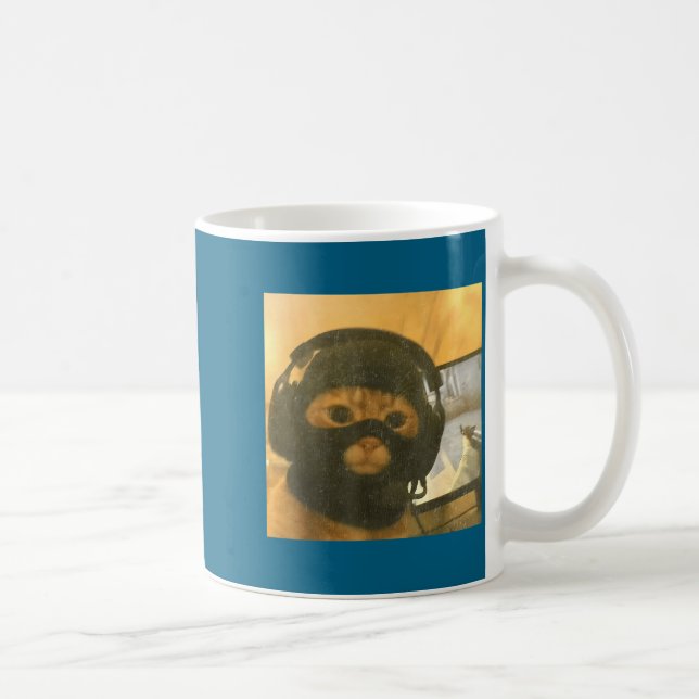 Funny Tactical Gamer Cat Meme Graphic  Coffee Mug (Right)