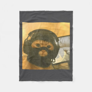 Funny Tactical Gamer Cat Meme Graphic  Fleece Blanket