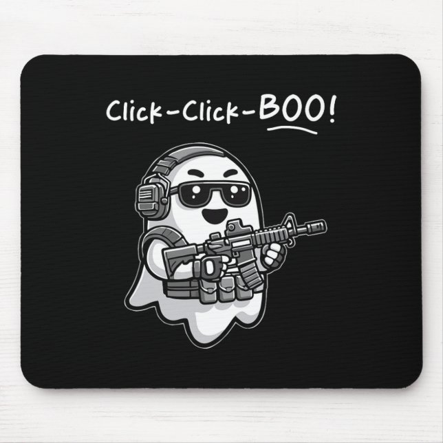 Funny Tactical Ghost Click Click Boo Halloween Vet Mouse Mat (Front)