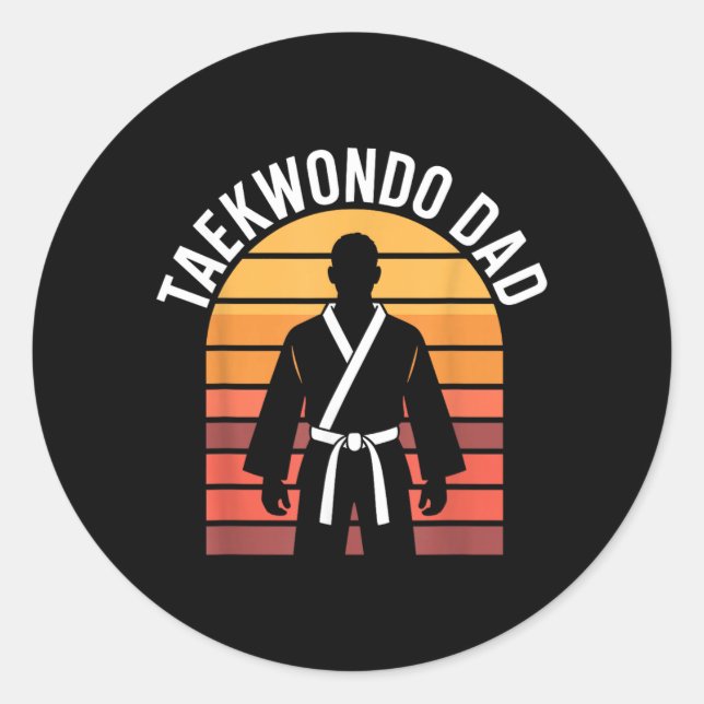 Funny Taekwondo Dad Classic Round Sticker (Front)