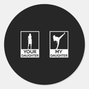 Funny Taekwondo Mum Dad Martial Arts Karate-girls  Classic Round Sticker