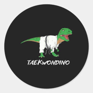 Funny Taekwondo T Rex Dinosaur Cute Martial Arts Classic Round Sticker