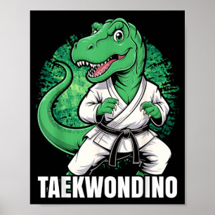 Funny Taekwondo T Rex Dinosaur Cute Martial Arts Poster