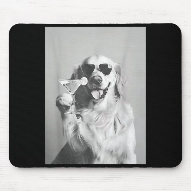 Funny Tail Dog Golden Retriever With Sungles Marti Mouse Mat (Front)