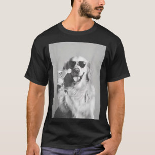 Funny Tail Dog Golden Retriever With Sungles Marti T-Shirt