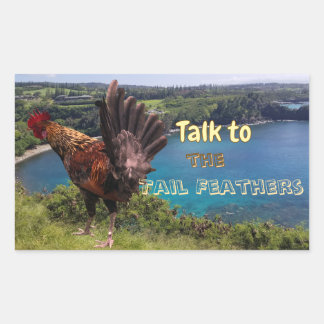 Funny Talk to the Tail Feathers Rooster Rectangular Sticker