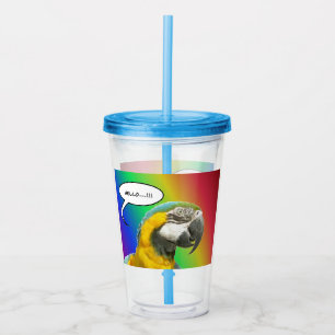 Funny Talking Parrot Rainbow Acrylic Tumbler