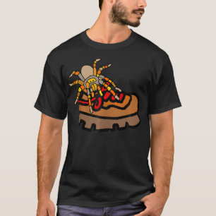 Funny Tarantula Spider In Hiking Boot Cartoon T-Shirt
