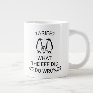 Funny Tariffed Penguins Large Coffee Mug