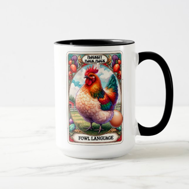 Funny Tarot Card Chicken Fowl Language Mug (Right)