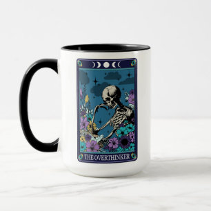 Funny Tarot The Overthinker Card Skeleton Mug