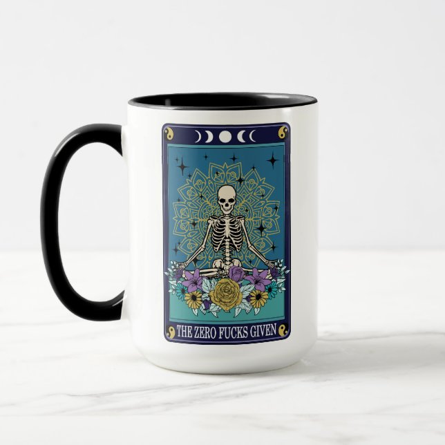 Funny Tarot The Zero F*cks Given Card Skeleton Mug (Left)