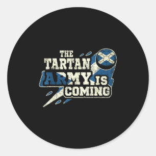 Funny Tartan Retro Scotland Well Be Coming Footbal Classic Round Sticker