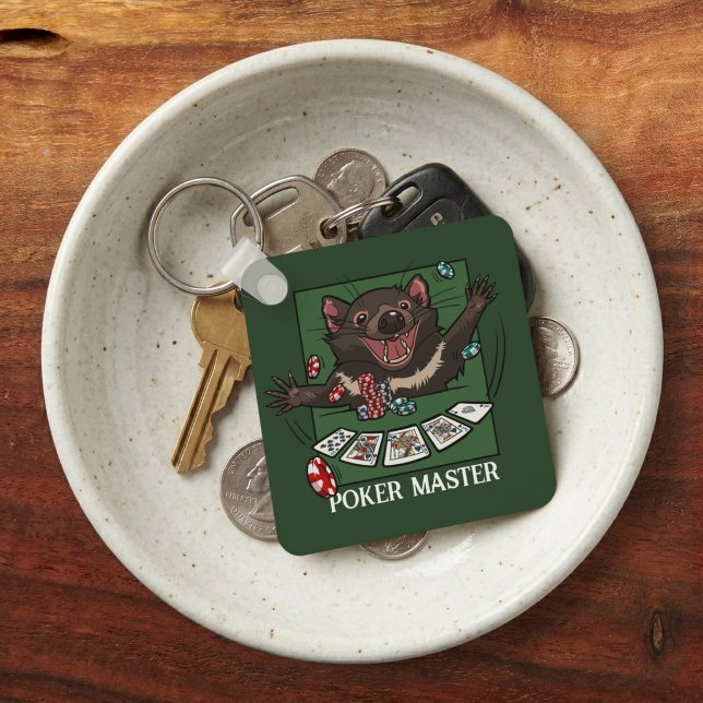 Funny Tasmanian Devil Poker Master Cards Cartoon Key Ring (Creator Uploaded)